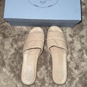 Prada Lamb skin slide sandals